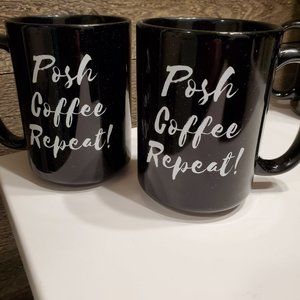 Posh Coffee Repeat Coffee Mugs Set 2 Gift Set